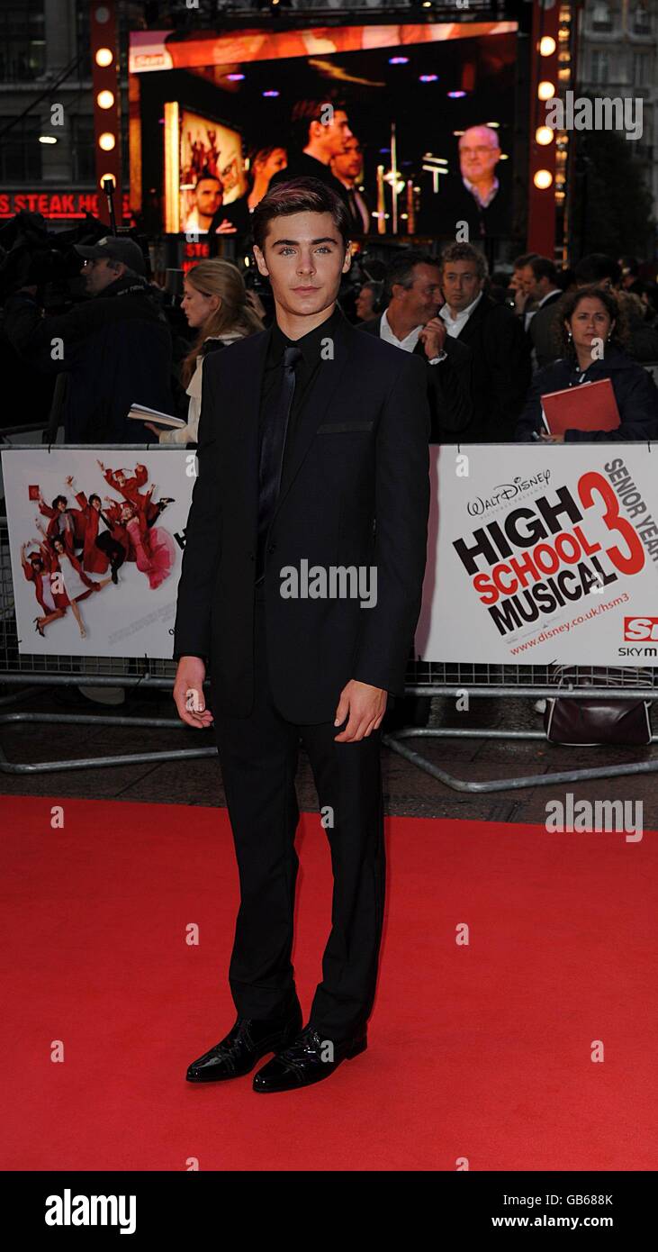Zac Efron arrives for the UK premiere of 'High School Musical 3' at the Empire Leicester Square, London, WC2 Stock Photo