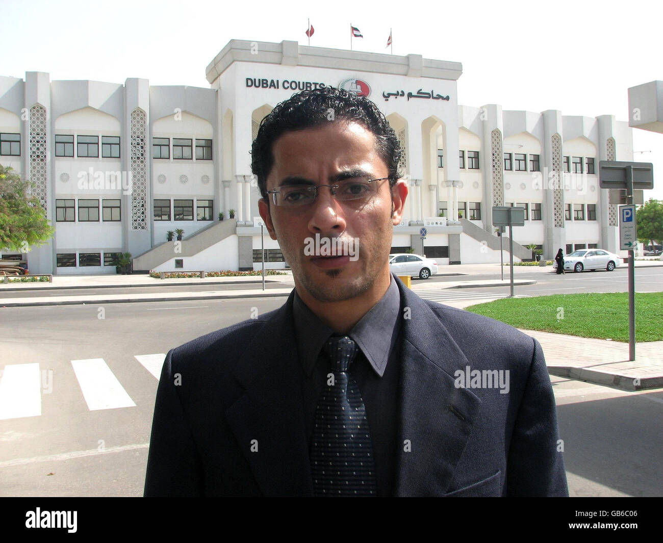 Hassan Matter, the lawyer for Michelle Palmer and Vince Acors outside Dubai  Courts. The pair were found guilty and sentenced to three months in jail  for having sex on Jumeirah Beach on