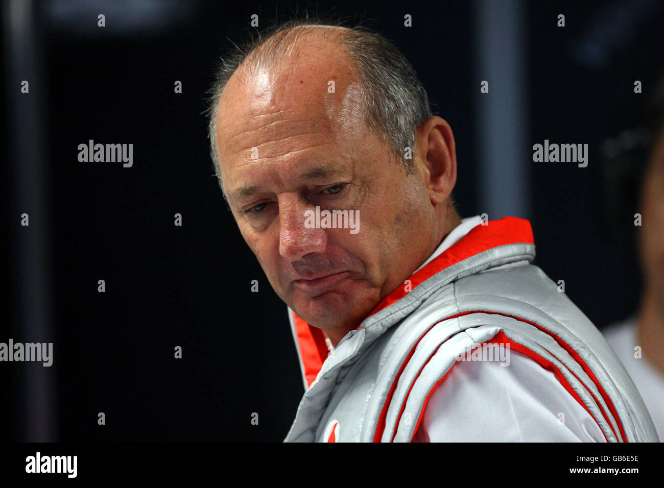 Vodafone McLaren Mercedes Team Principal Ron Dennis, in the team garage during a practice session at Monza, Italy. Stock Photo