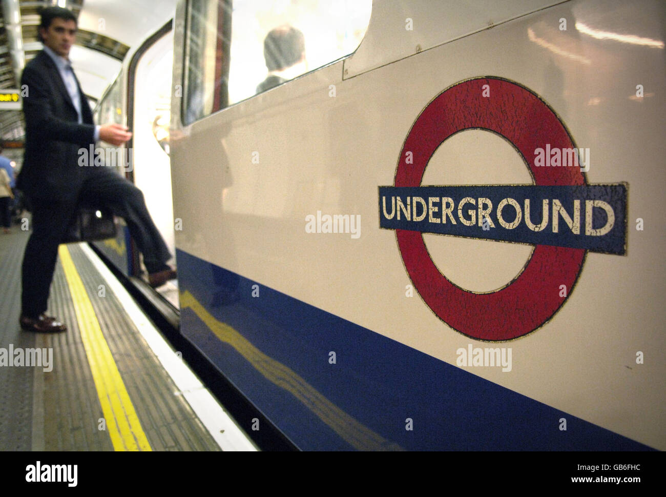 Tube workers to be balloted for industrial action. Generic picture of a London Underground train arriving at Oxford Circus station. Stock Photo