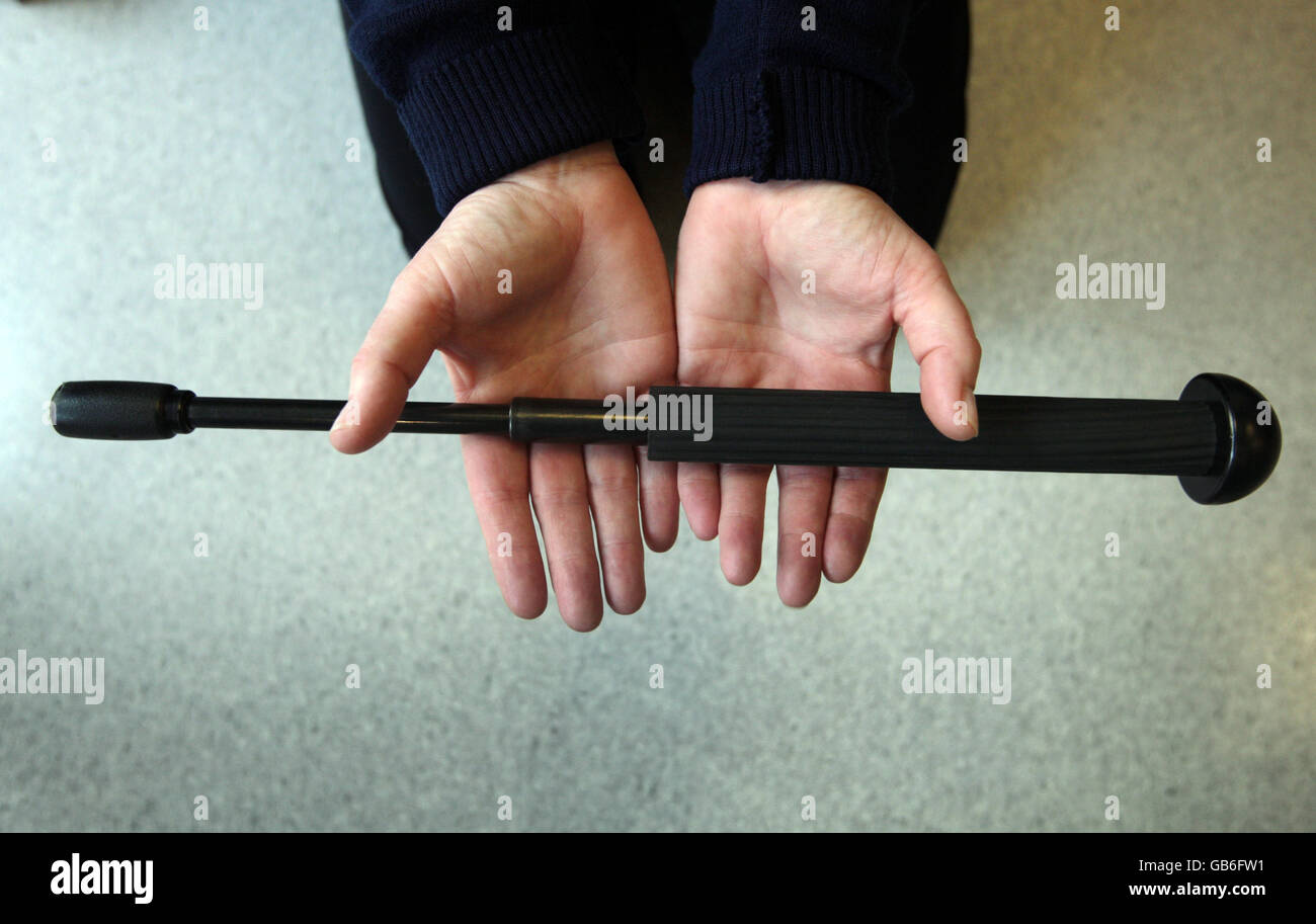 Extending Baton used by Police at Edinburgh police station Stock Photo