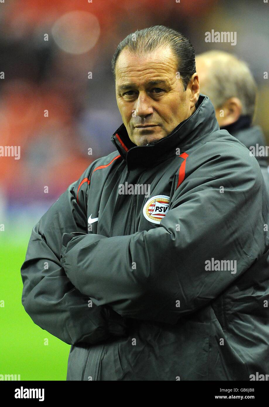 Soccer - UEFA Champions League - Group D - Liverpool v PSV Eindhoven - Anfield. PSV Eindhoven manager Huub Stevens Stock Photo