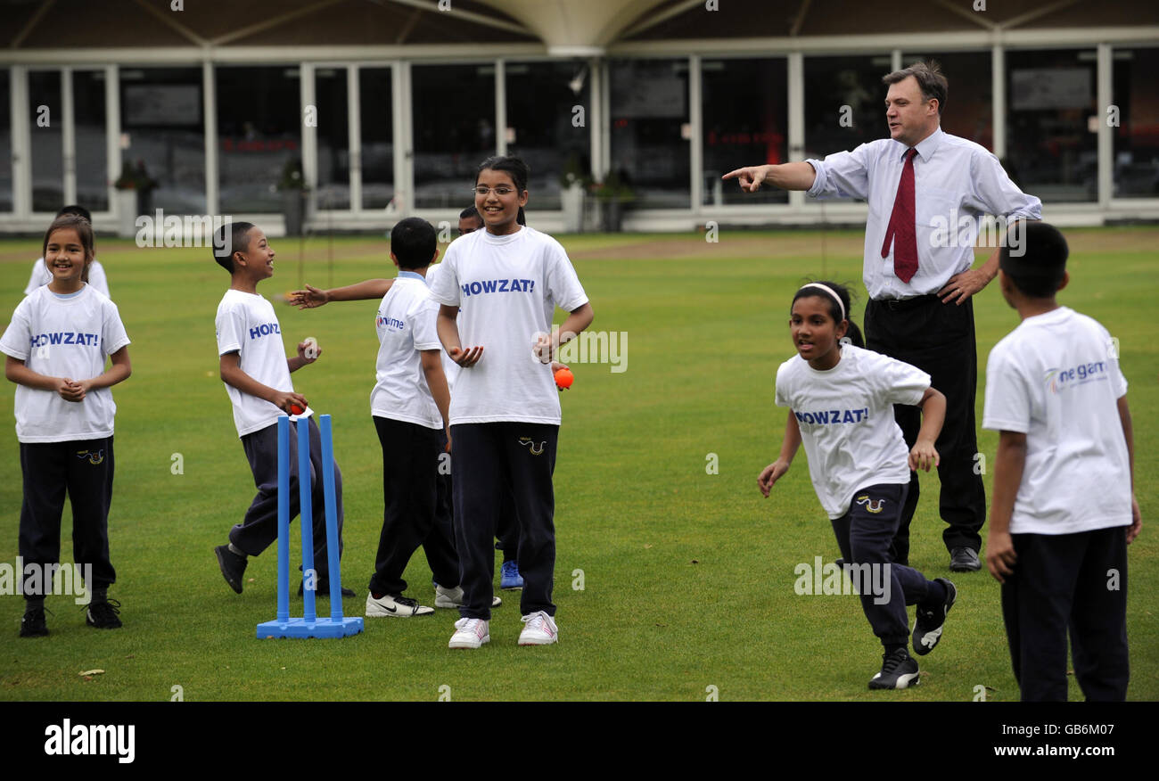 Secretary of State for Children, Schools and Families, Ed Balls (top right) during the launch of the Howzat campaign at Lord's Cricket Ground, St John's Wood, London. Stock Photo
