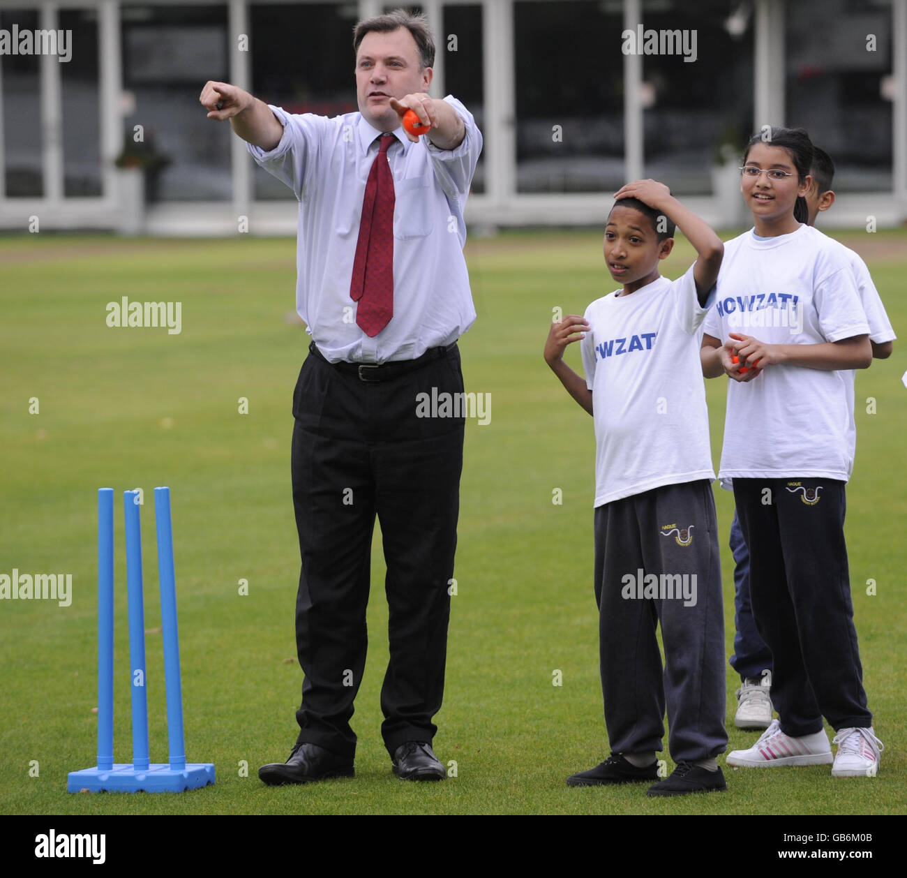 Secretary of State for Children, Schools and Families, Ed Balls (left) during the launch of the Howzat campaign at Lord's Cricket Ground, St John's Wood, London. Stock Photo