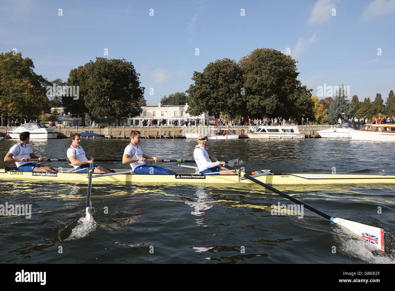 Rowing Olympic Medalists Celebration HenleyOnThames Stock Photo