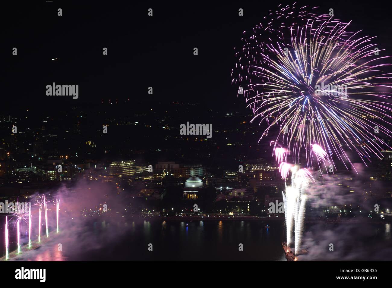 The Boston Pops Fireworks Extravaganza on the Charles River as seen