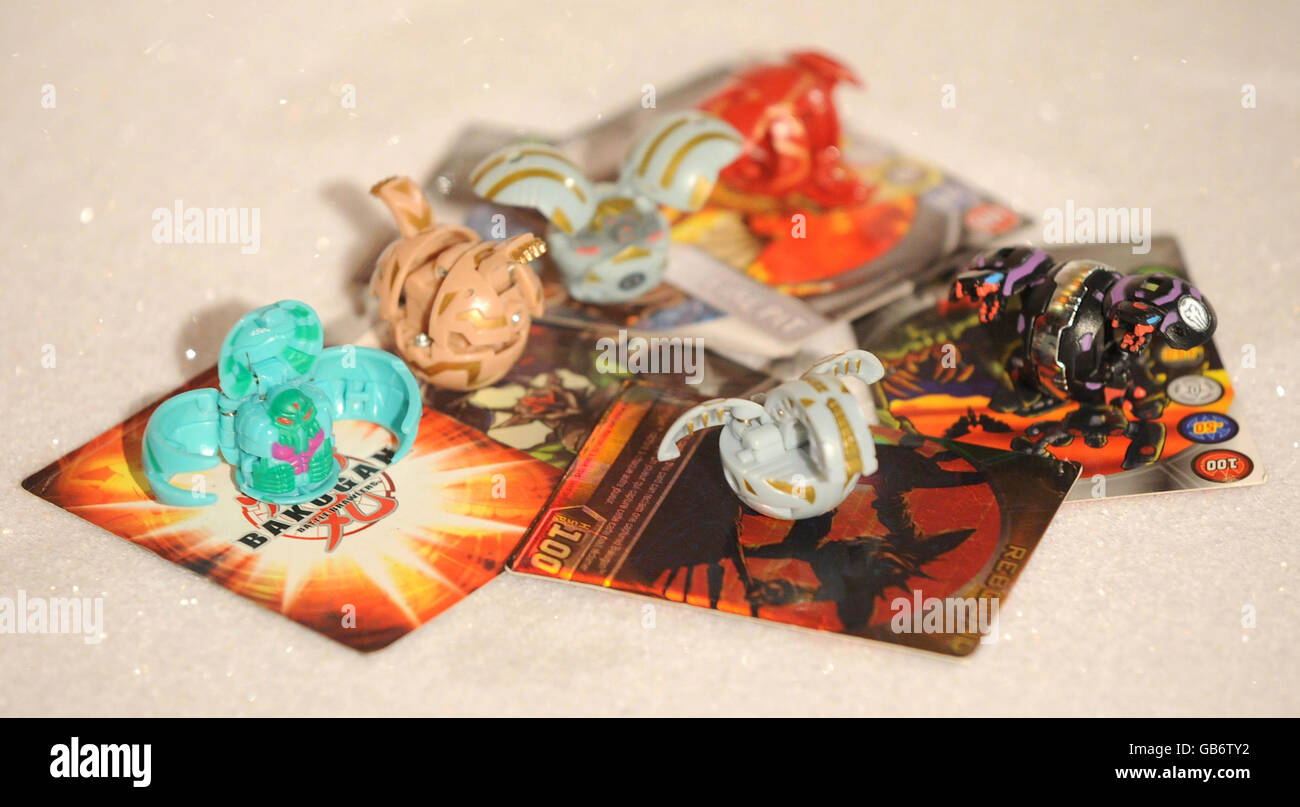 The Bakugan Spinmaster is unveiled during Dream Toys 2008 as one of the toys predicted to be in the top 12 toys this Christmas, seen at St Mary's church, in London. Stock Photo