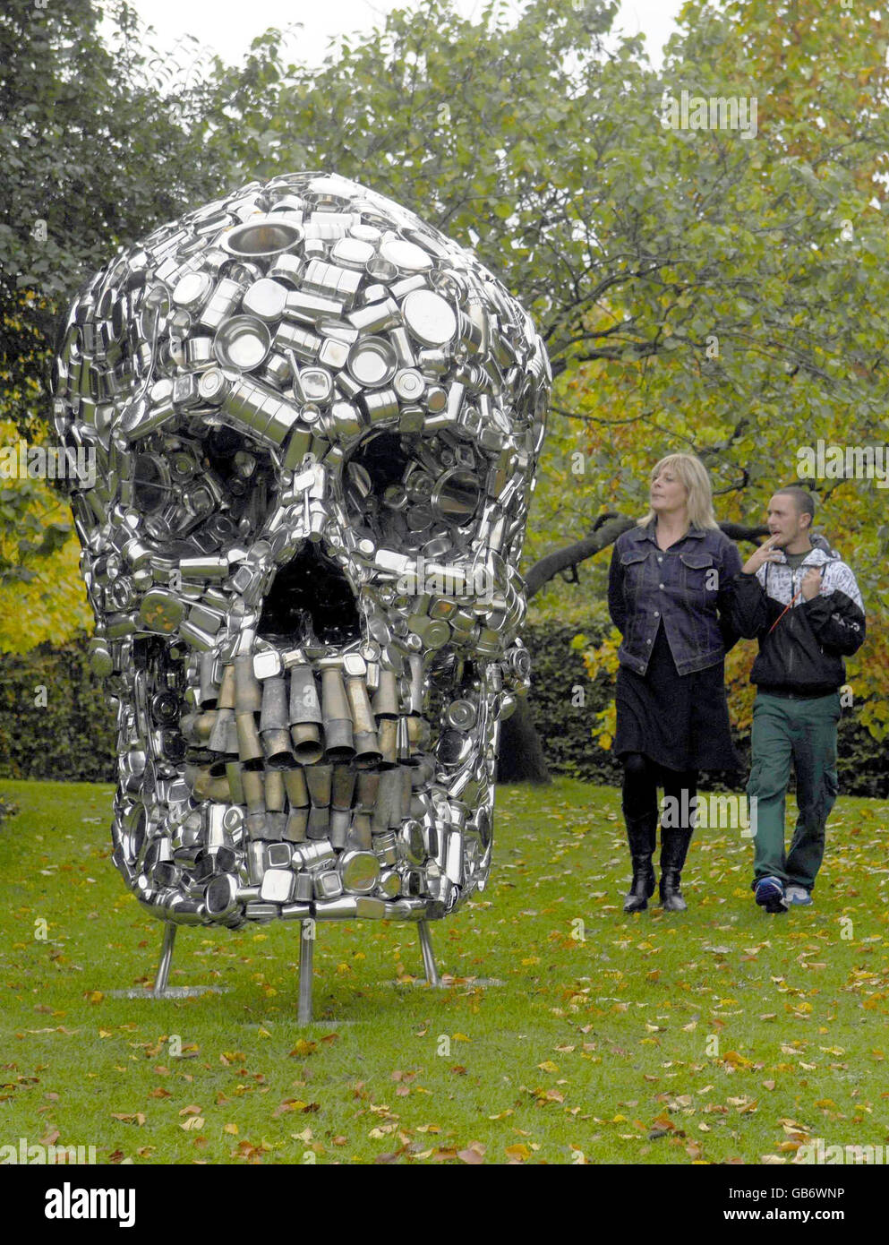 Visitors to the sculpture park of the Frieze Art Fair in Regents park ...