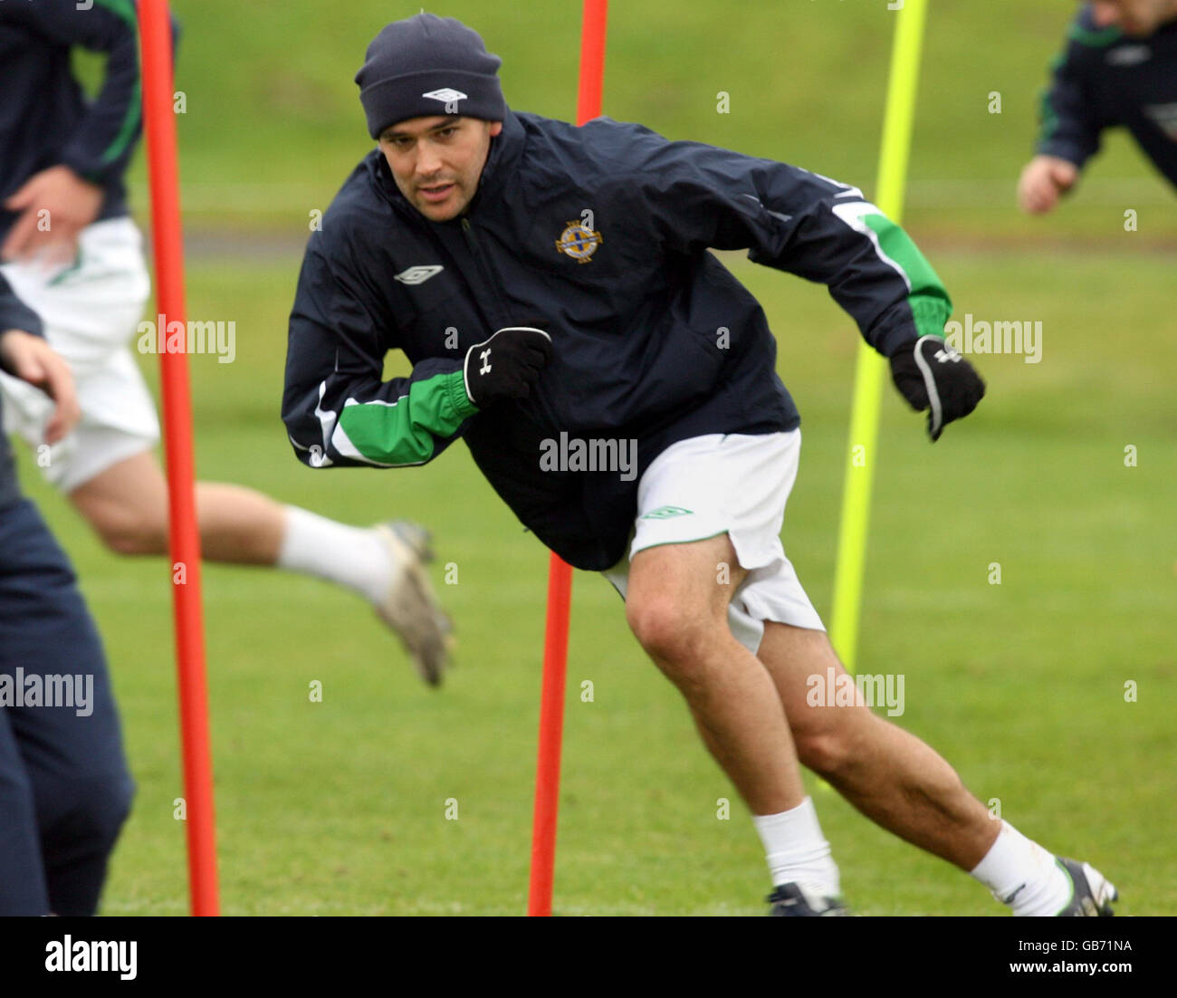 Northern Ireland's David Healy during a training session at Greenmount in County Antrim. Stock Photo