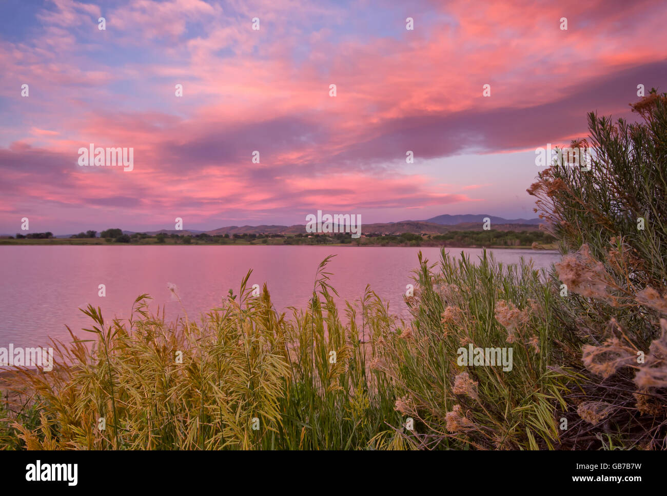 Beautiful Sunrise On A Colorado Lake Stock Photo - Alamy