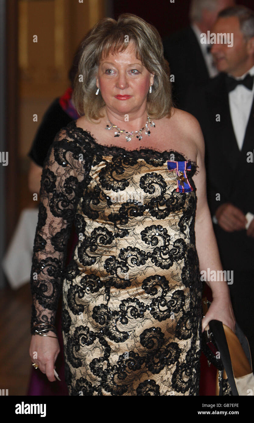 The Queen's Dresser Angela Kelly arrives for a state banquet at the Philharmonic Hall in central Bravislava, Slovakia on the first of a two day state visit to the country. Stock Photo