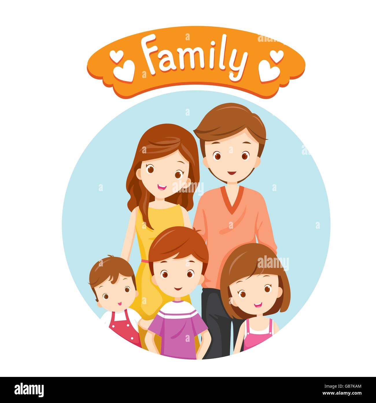 Happy Family Portrait, Relationship, Togetherness, Vacations, Holiday, Lifestyle Stock Vector