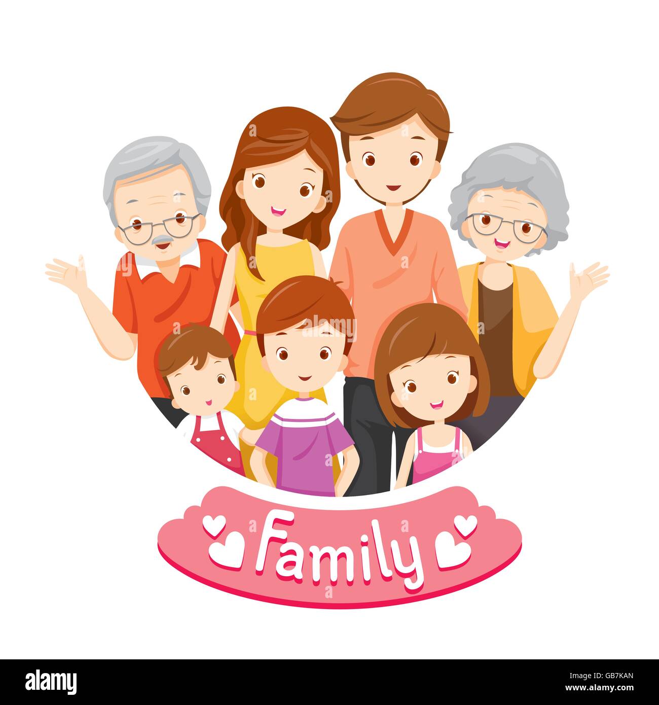 Happy Family Portrait, Relationship, Togetherness, Vacations, Holiday, Lifestyle Stock Vector