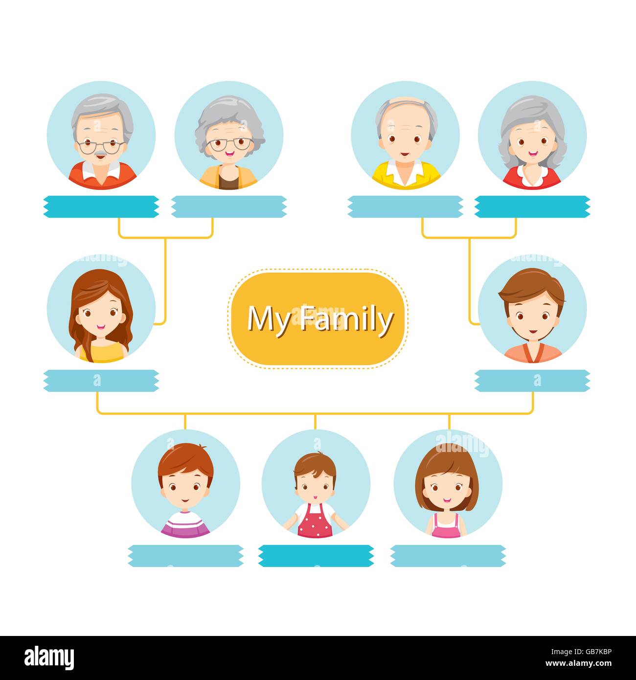 Happy Family Tree, Relationship, Togetherness, Infographic, Diagram, Lifestyle Stock Vector