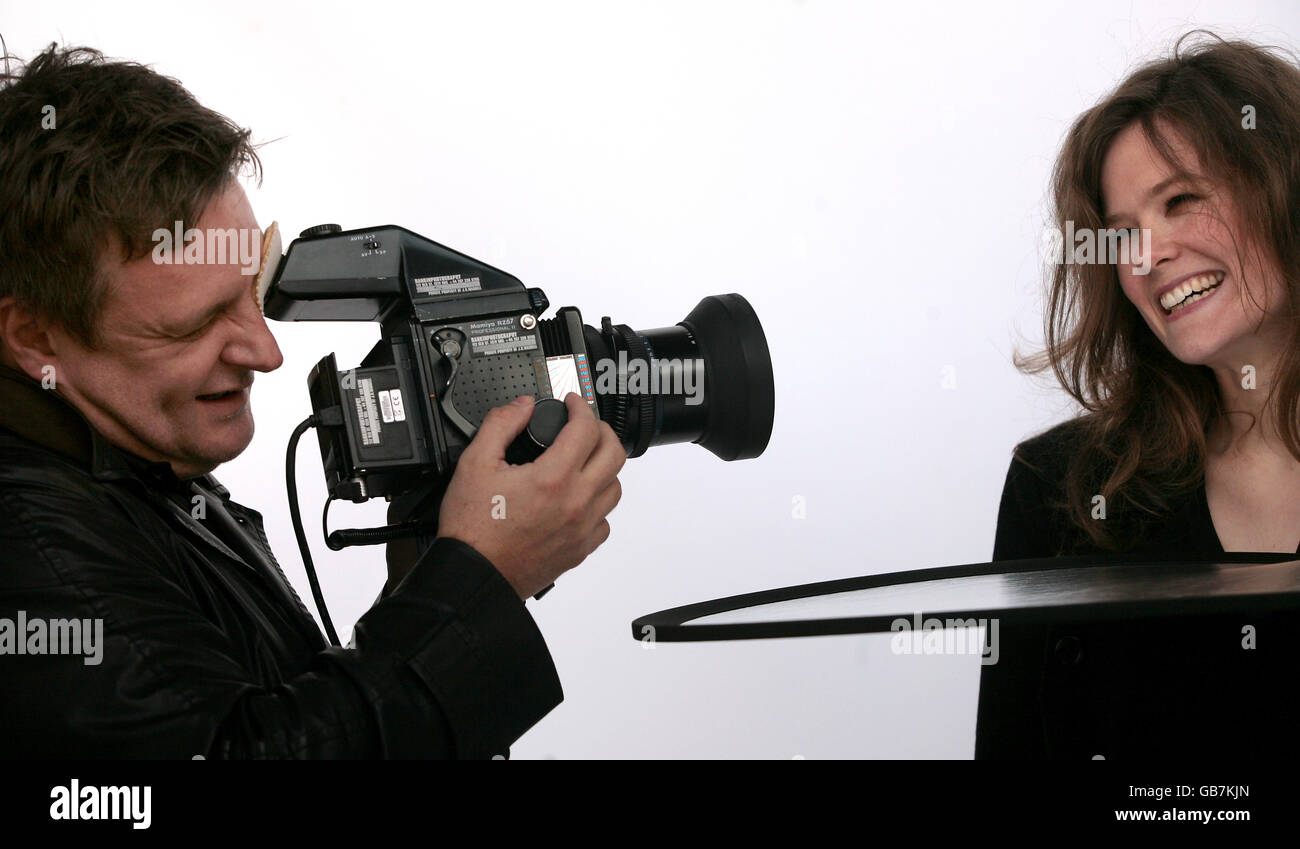 Katherine Sanders, who works for the National Theatre takes a break to have her photograph taken by Rankin on the South Bank. Stock Photo