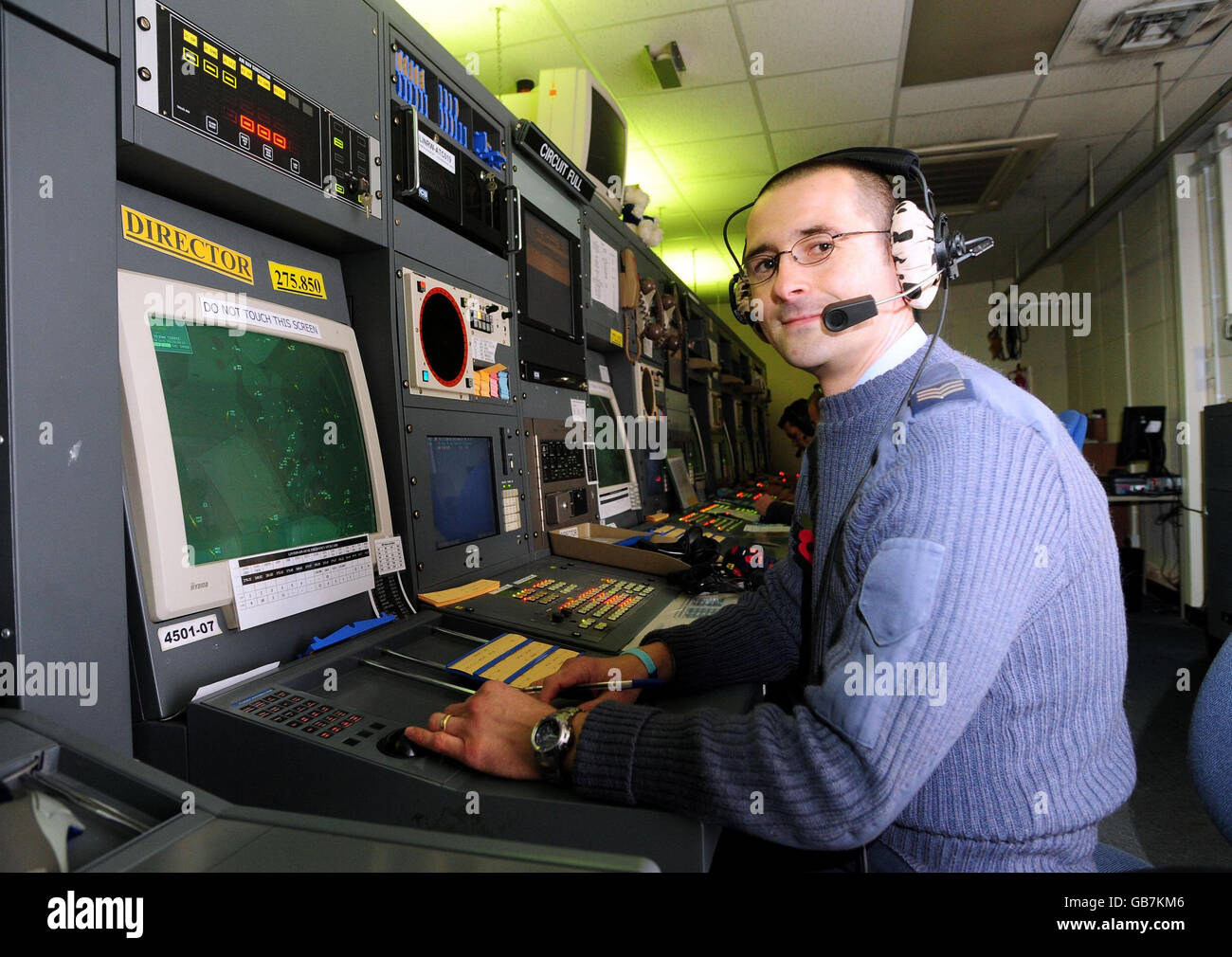 Radar Controller Sergeant Richard Eggleton in the Radar Room at RAF