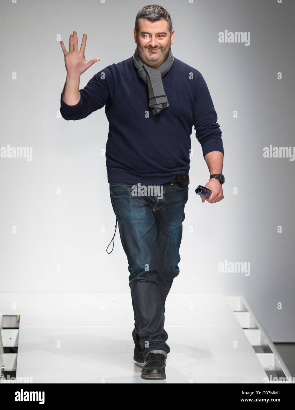 NEW YORK, NY - FEBRUARY 02: Fashion designer Steve Mcsween walks the runway at the Nautica Men's Fall 2016 fashion show Stock Photo
