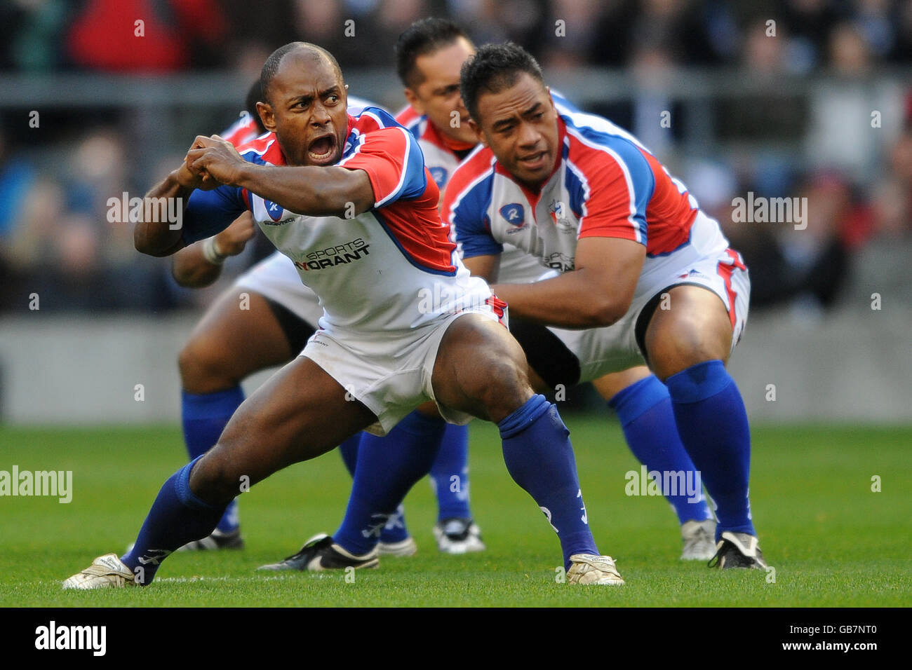 Pacific islands moses rauluni front during the teams pre match haka hi-res  stock photography and images - Alamy