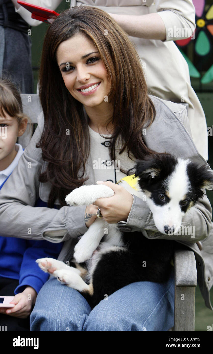 Cheryl Cole of Girls Aloud launches the Dogs Trust Education Initiative, in partnership with Nintendo, at The Dog's Trust in Uxbridge, west London. Stock Photo