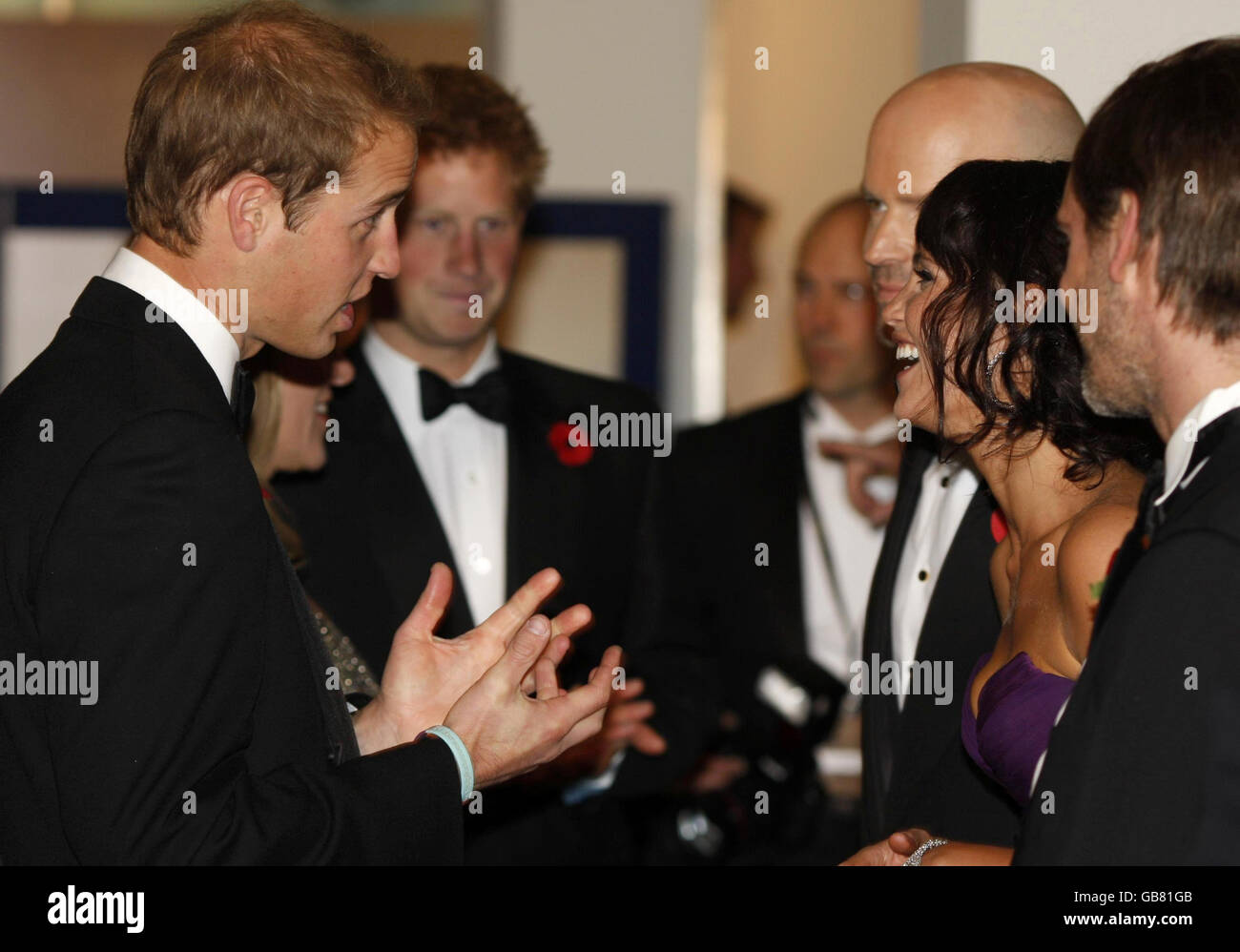 Britain's Prince William (left) meets British actress Gemma Arterton at the world premiere of 'Quantum Of Solace' at the Odeon Leicester Square in central London. Stock Photo