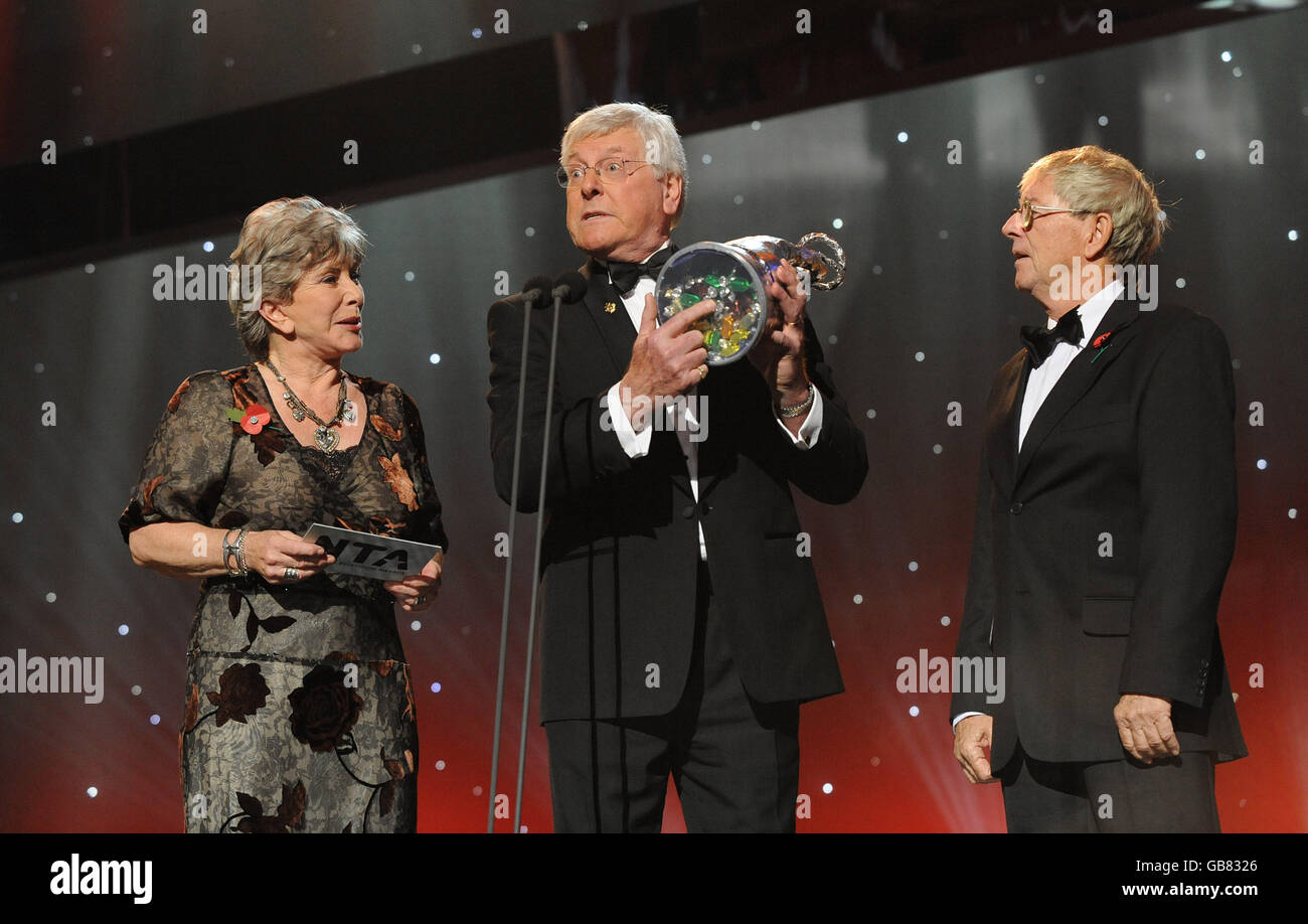 Valerie Singleton, Peter Purves and John Noakes from Blue Peter at the 2008 National Television Awards at the Royal Albert Hall, Kensington Gore, SW7. Stock Photo