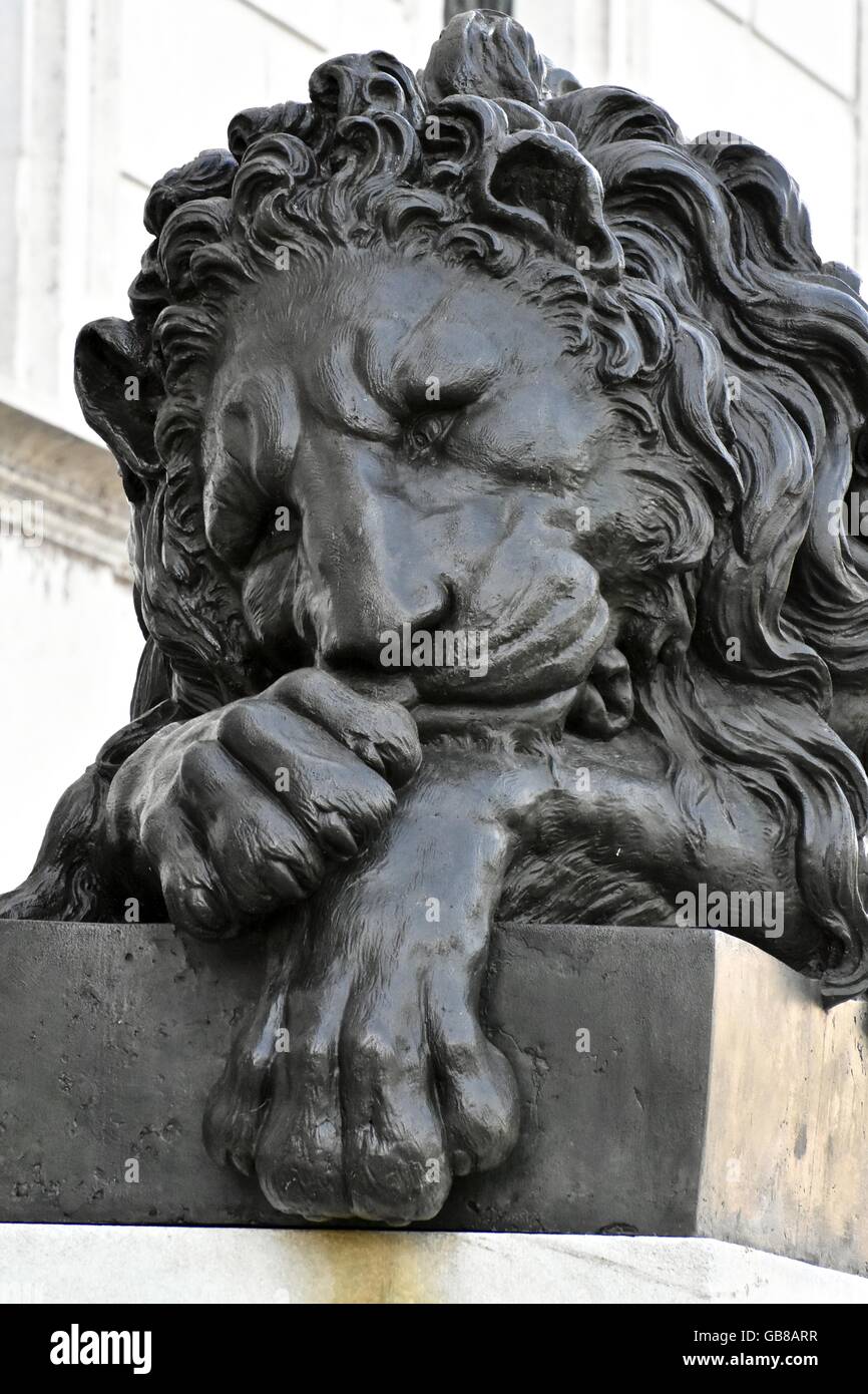 A beautiful lion statue outside an art building in Washington DC, USA