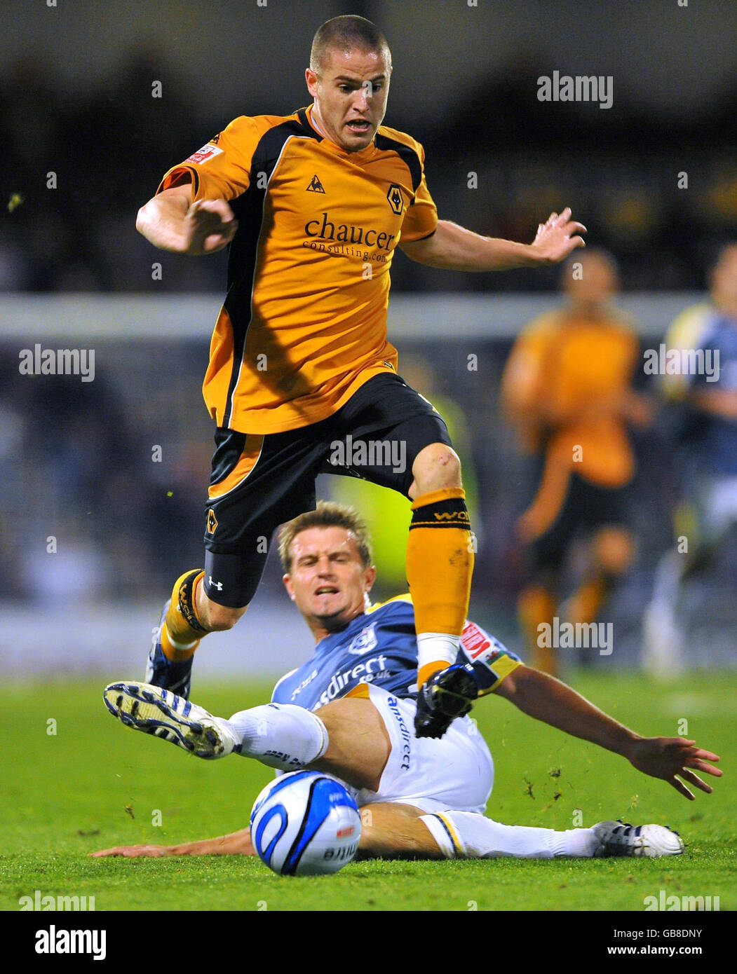 Cardiff City's Stephen McPhail is beaten by Wolverhampton Wanderers' Michael Kightly during the Coca-Cola Championship match at Ninian Park, Cardiff. Stock Photo