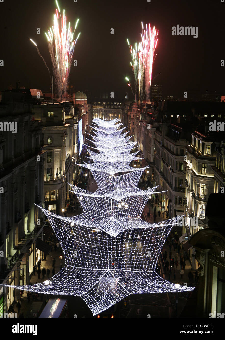 McFly Switch on Regent Street Christmas Lights London. Fireworks