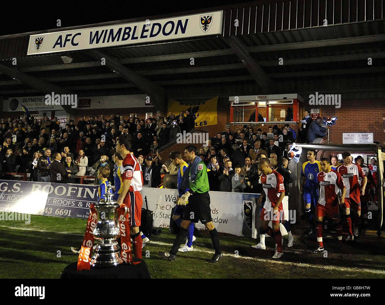 Soccer - FA Cup - First Round - AFC Wimbledon v Wycombe Wanderers - The Cherry Red Records Fans' Stadium - Kingsmeadow Stock Photo