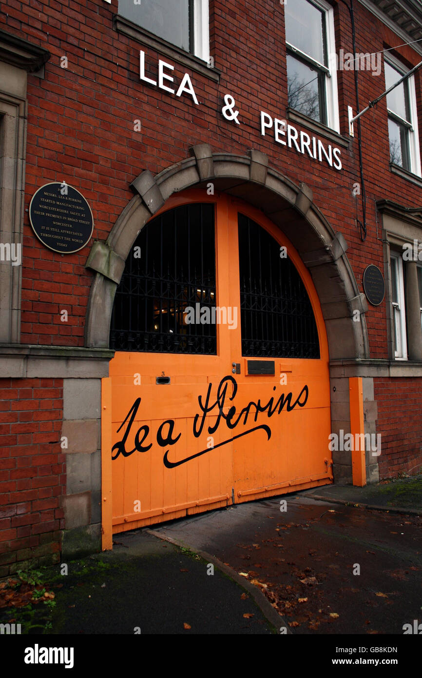 A general view of the front of the Lea & Perrins Worcestershire Sauce factory in Worcester. Stock Photo