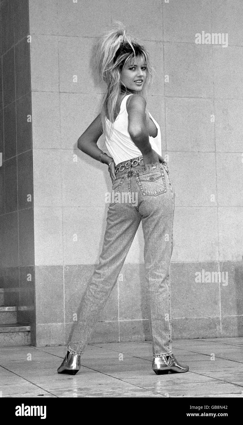 Teenage model Mandy Smith, who spoke of her relationship with Bill Wyman which began when she was 13. Modelling denims for Brutus when the company launched its Brutus Gold jeans at the Menswear fair. Stock Photo
