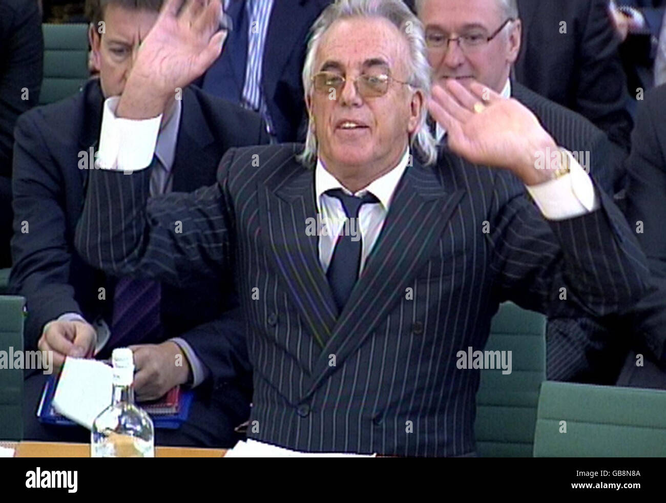 Peter Stringfellow gives evidence to the Culture, Media and Sport select committee in the House of Commons, London, who are investigating the licensing of lapdance clubs. Stock Photo