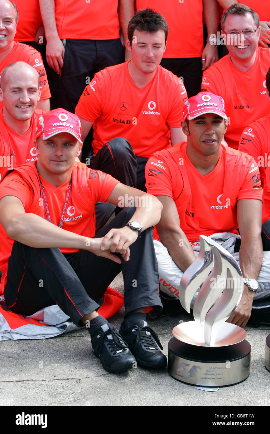 McLaren's Lewis Hamilton (right) celebrates winning the British Grand ...