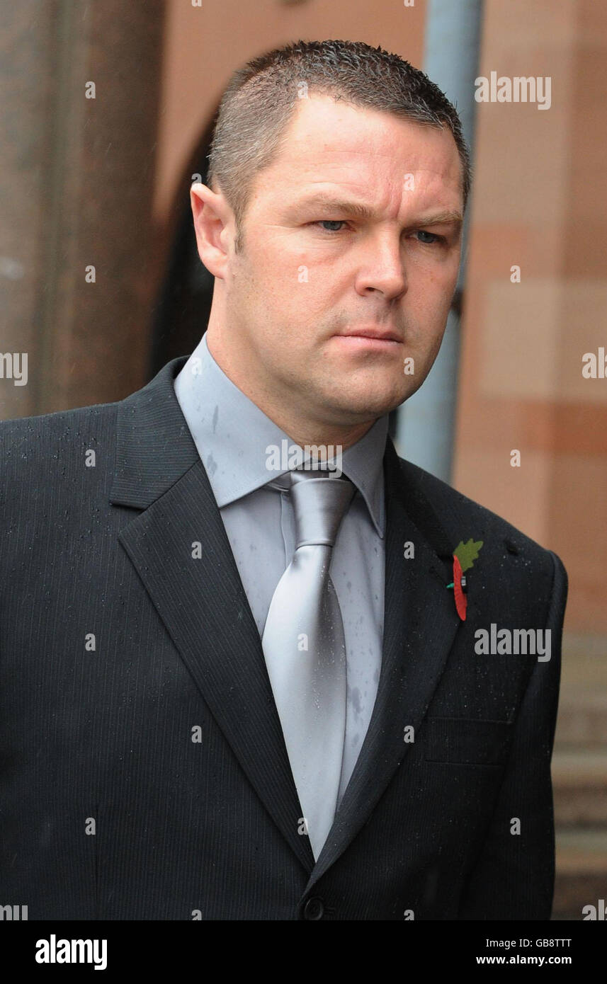 Police officer john james dougal arrives at newcastle crown court hi