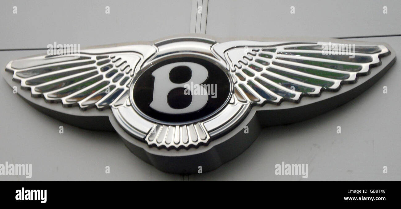 A Bentley logo at luxury car dealer Bentley West Country, which has now gone into administrative receivership. Stock Photo