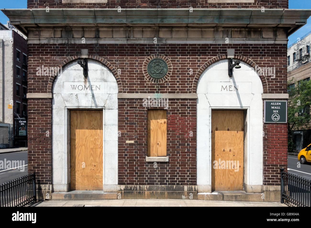 Public facilities in New York City, boarded up and closed to the public