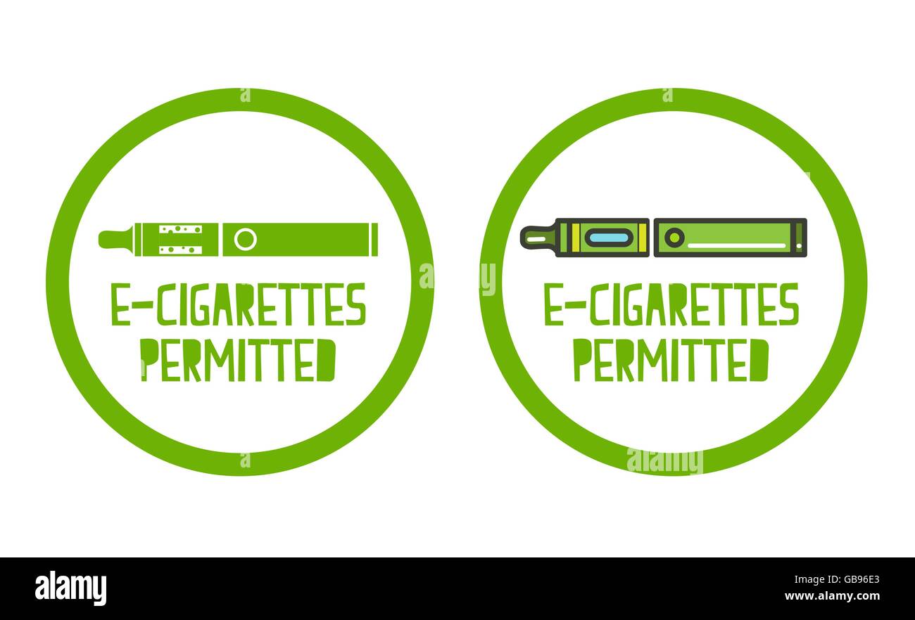 set of electronic cigarettes permitted sign icons Stock Vector