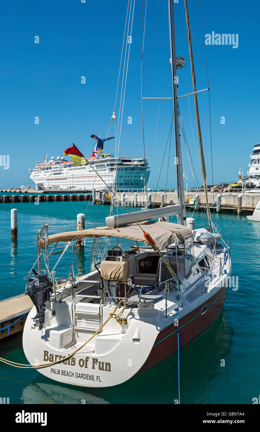 Florida, Key West, sailboat, sailing yacht, cruise ships Stock Photo
