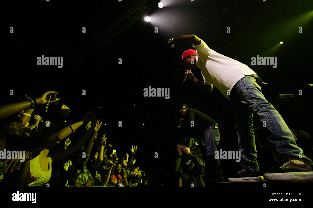 Pharrell Williams of N.E.R.D performing at The Roundhouse in north London. Stock Photo