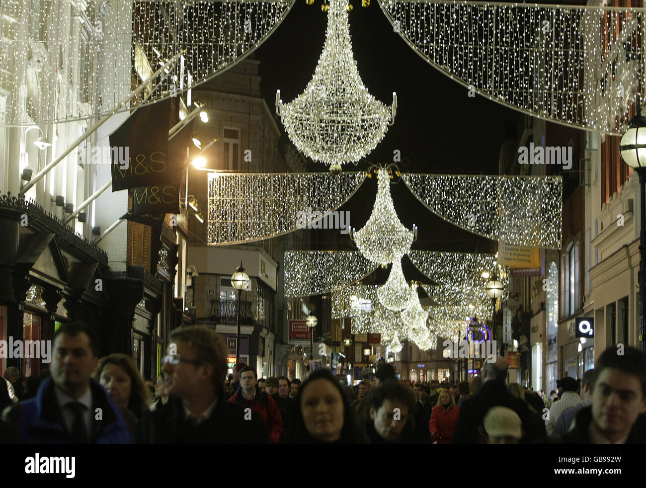 Low energy Christmas lights switched on in Dublin Stock Photo Alamy