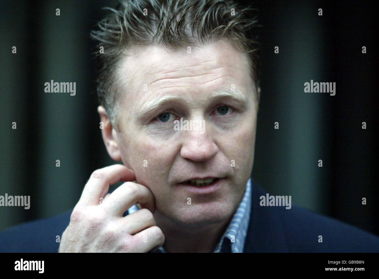 File image, dated 02/12/03, former world boxing champion Steve Collins, 39, after appearing in Southend Magistrates' Court accused of slamming a fridge door against his girlfriend's head following an argument at their home. Stock Photo