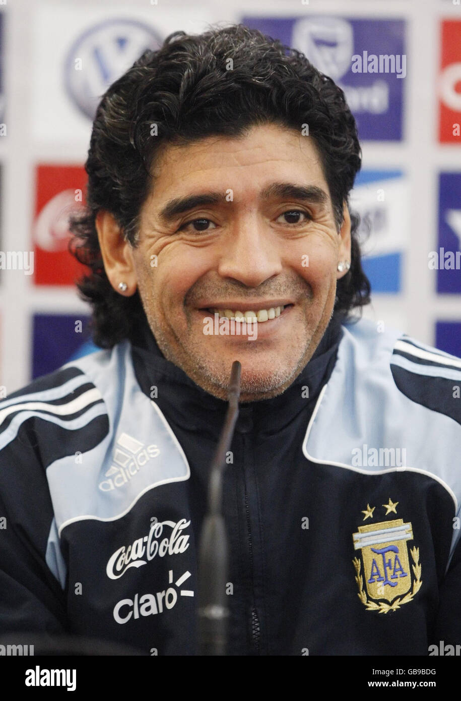 Argentina coach Diego Maradona during a press conference at the