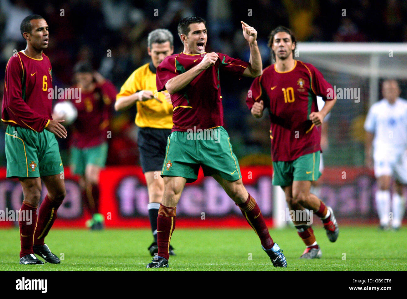 Portugal s Pauleta Celebrates Scoring The Equalizing Goal Stock Photo portugal-s-pauleta-celebrates-scoring-the-equalizing-goal-stock-photo