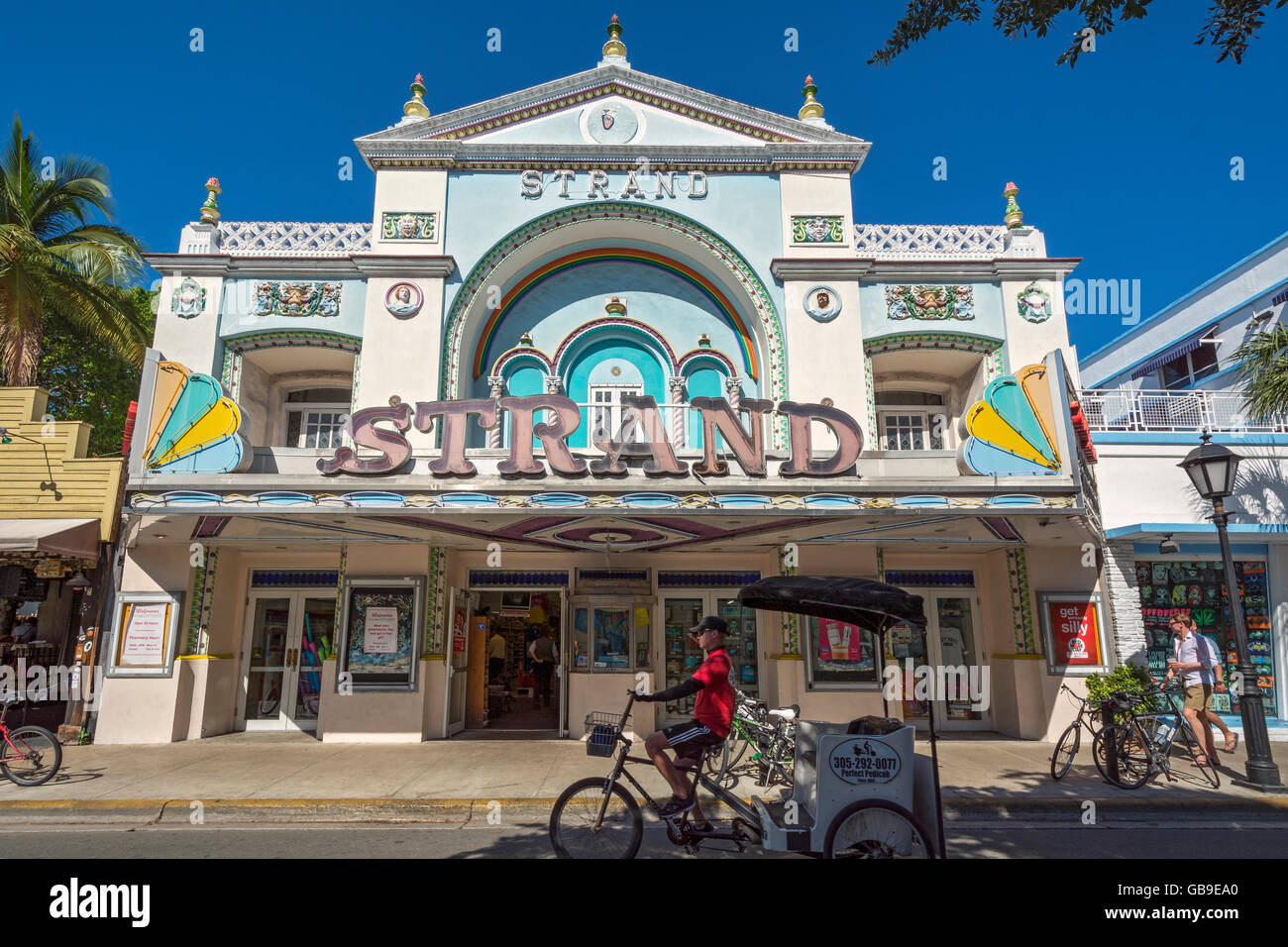 Florida, Key West, Strand Theater, 527 Duval Street, circa 1930s,  now a Walgreens pharmacy, pedicab Stock Photo