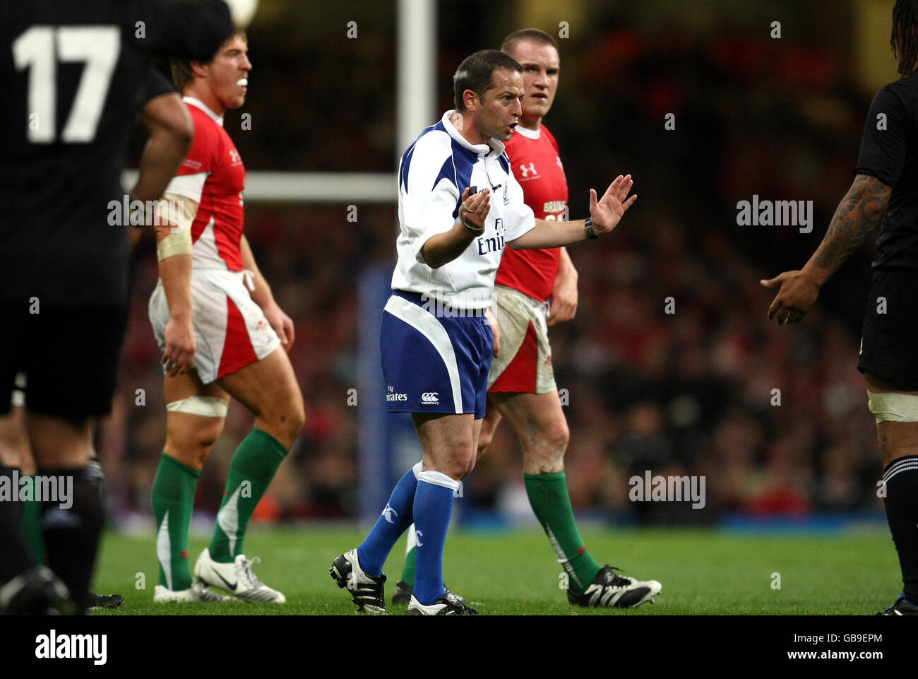 Rugby Union - Invesco Perpetual Series - Wales v New Zealand - Millennium Stadium. Referee Jonathan Kaplan of South Africa during the Invesco Perpetual Series match at the Millennium Stadium, Cardiff. Stock Photo
