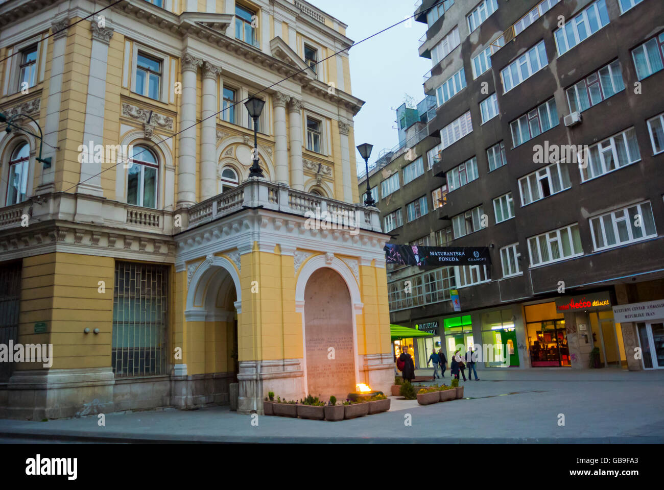 Vjecna vatra, the Eternal Flame, Ferhadija street, old town, Sarajevo, Bosnia and Herzegovina, Europe Stock Photo
