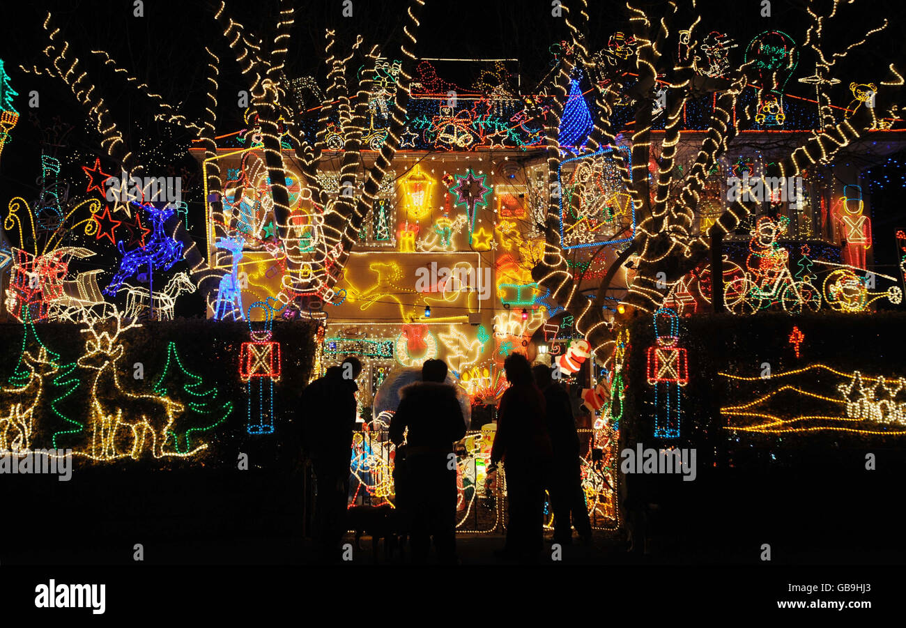 Christmas lights decorating the home of Alex Goodhind in Longford Road