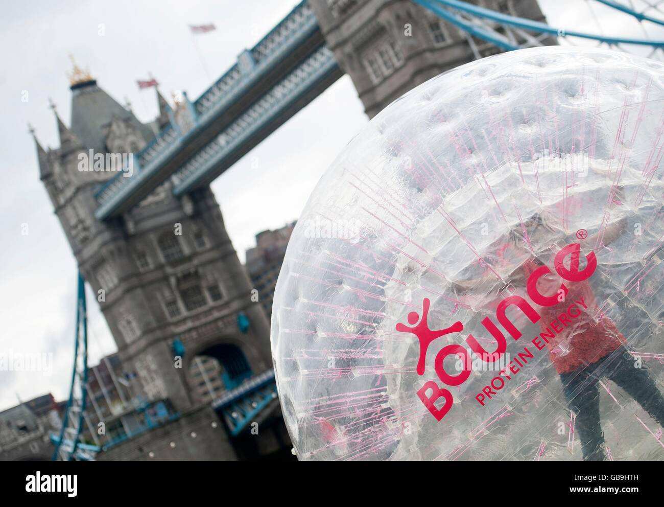 Bounce Energy Balls hosts the Zorbathon in London, Leeds and Birmingham this July as the ultimate zorbing challenge to see who can roll their way to victory in the first ever urban zorbing marathon to discover the UK's most unstoppable city. 27/06/16 Stock Photo