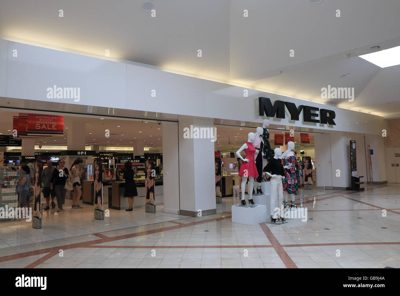 People shop at MYER department store in Melbourne Australia Stock Photo