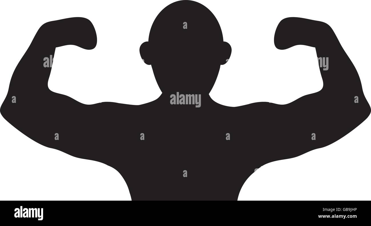 muscular man flexing arms silhouette icon Stock Vector Image & Art Alamy